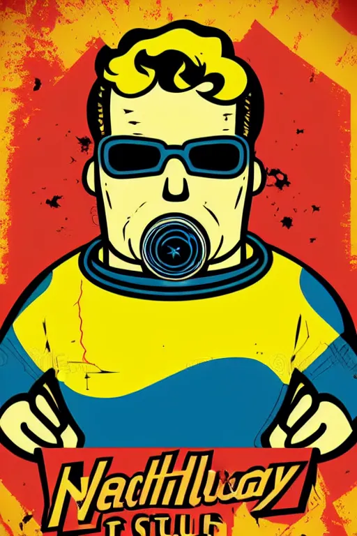 Image similar to fallout 7 6 retro futurist illustration art by butcher billy, sticker, colorful, illustration, highly detailed, simple, smooth and clean vector curves, no jagged lines, vector art, smooth andy warhol style