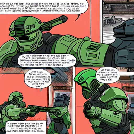 Prompt: doomguy shooting master chief at close range