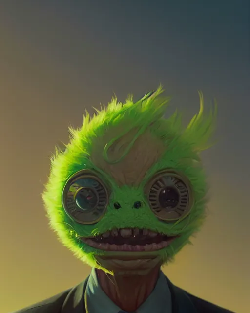 Image similar to highly detailed vfx portrait of a character of a tennis ball monster stephen bliss, unrealengine, greg rutkowski, loish, rhads, beeple, makoto shinkai and lois van baarle, ilya kuvshinov, rossdraws, tom bagshaw,