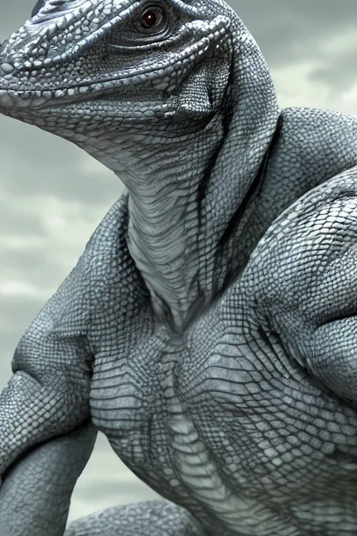 Image similar to lizardman, gray scales, anime, hd,