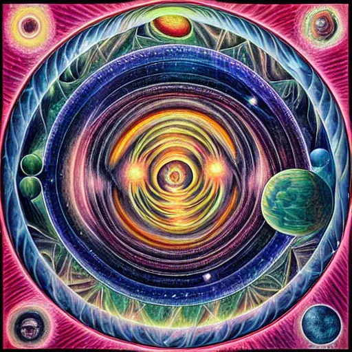 Prompt: the creation of the universe by alex grey