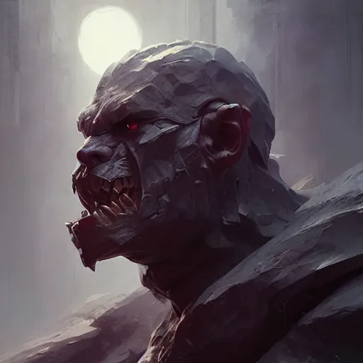 Image similar to a portrait giant humanoid monster, sharp focus, illustration, highly detailed, digital painting, concept art, matte, art by ruan jia and wlop and greg rutkowski, masterpiece