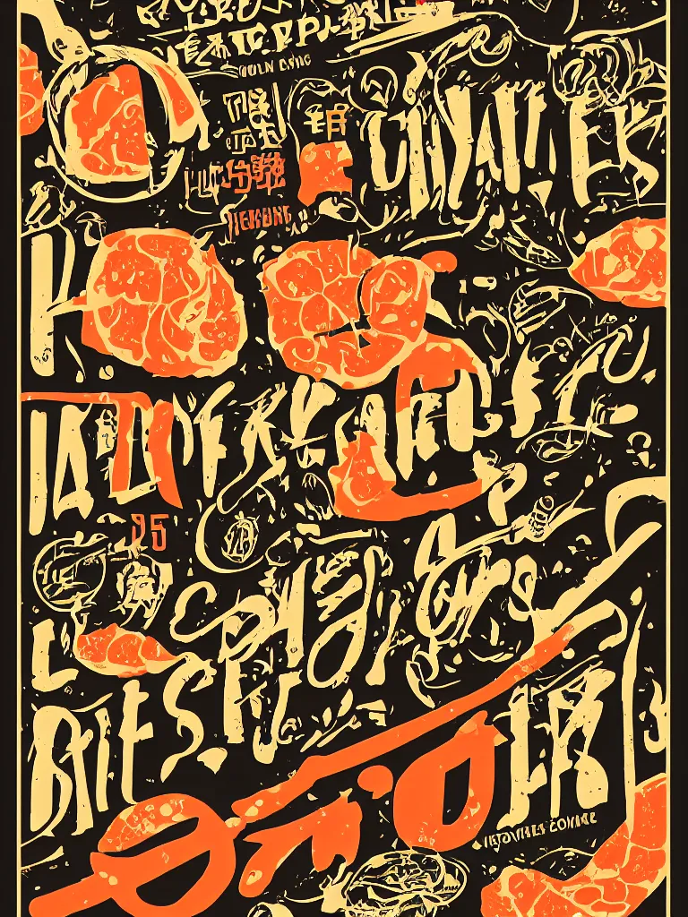 Image similar to poster advertising a restaurant, japanese graphic design, stylish typography