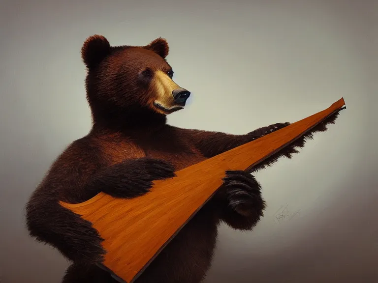 Prompt: bear plays the balalaika, Oil Painting, Trending on Artstation, octane render, Insanely Detailed, 8k, HD