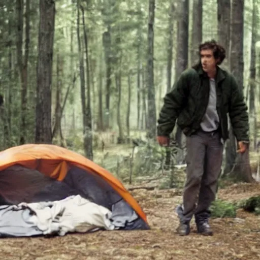 Prompt: A still from the French movie Camping starring Franck Dubosc