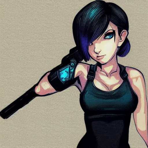 Prompt: Jill Valentine drawn by RossDraws