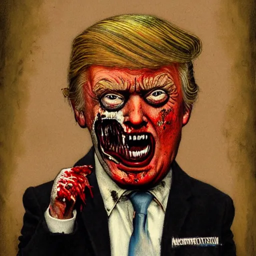 Image similar to zombie donald trump by norman rockwell