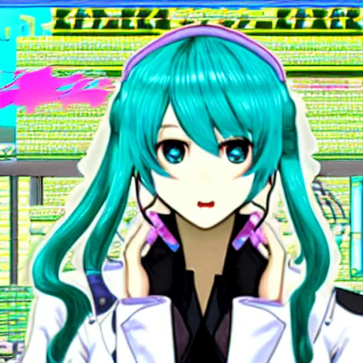 Image similar to hatsune miku smokes sega genesis