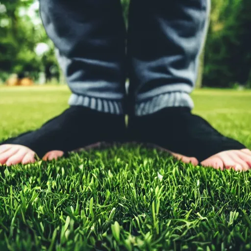 a person about to touch grass, Stable Diffusion