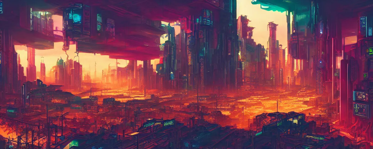 Futuristic anime cyberpunk cityscape. Sci-fi wallpaper. Retro future Ai  Generative art. Stock Illustration