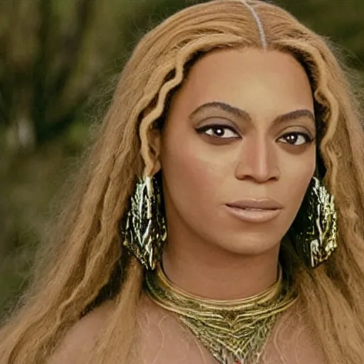Image similar to portrait of Beyoncé Knowles as Lady Galadriel in the Lord of the Rings (2001)