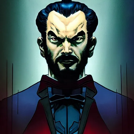 Prompt: marvel mr sinister, studio portrait of agi professor, portrait of ai artist by yuko shimizu, pan's labyrinth movie still frame of mr sinister, mcu nathaniel essex mr sinister by rembrandt