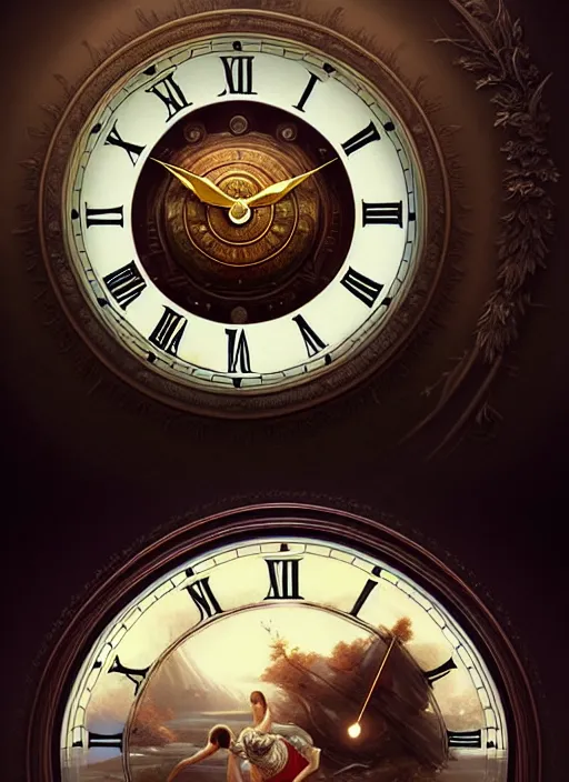 Image similar to a fantastic clock, elegant, sharp focus, illustration, highly detailed, digital painting, concept art, matte, art by wlop and artgerm and ivan shishkin and andrey shishkin, masterpiece