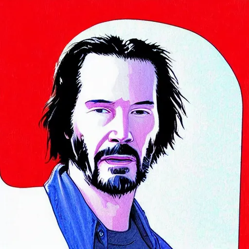 Image similar to “ keanu reeves retro minimalist portrait by jean giraud, moebius starwatcher comic, 8 k ”