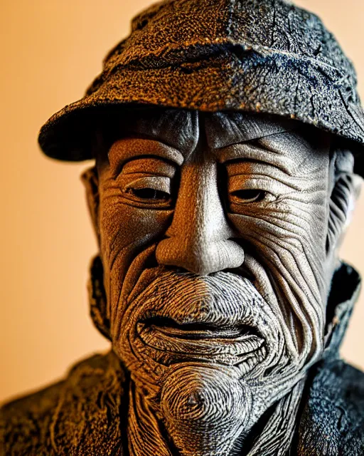 Prompt: an origami wrinkled old fisherman akira yoshizawa, realistic, very detailed, complex, intricate, studio lighting, bokeh, sigma 5 0 mm f 1. 4