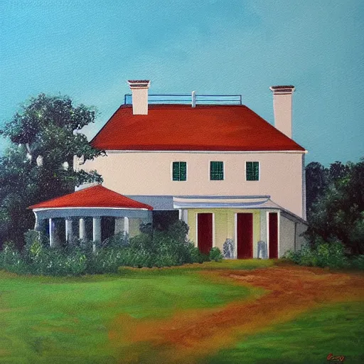 Prompt: country house painting by molina campos