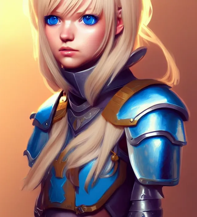 Image similar to character concept art of a cute german woman with blond hair and blue eyes, wearing plastic armor. lovely - fine - face, pretty face, key visual, realistic shaded perfect face, fine details by wlop, james jean, andrei riabovitchev, marc simonetti, sakimichan, trending on artstation