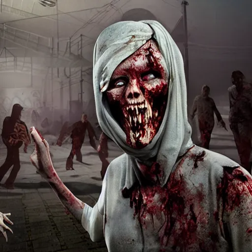 Image similar to halal zombie from left 4 dead Dark of komsomolsk realistic