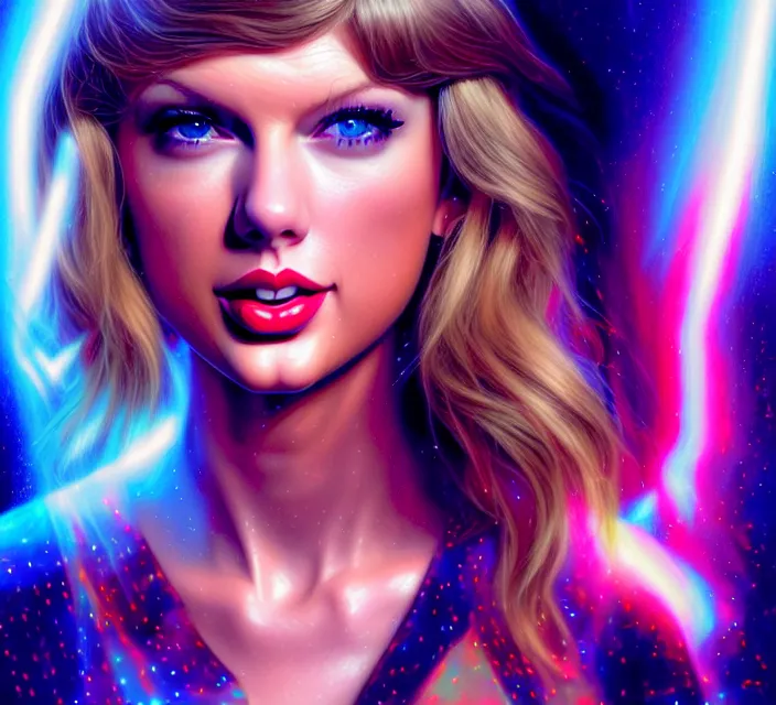 Image similar to Taylor Swift in her private jet in holograms of alien artifacts, electrical case display, total recall tech, ultrarealistic, dramatic lighting, electrical details, high details, 4k, 8k, best, accurate, trending on artstation, artstation, photorealism, ultrarealistic, digital painting, style of Tristan Eaton Stanley Artgerm and Hajime Sorayama, Caravaggio, Boris Vallejo