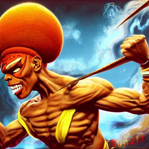 Image similar to rupaul as dhalsim street fighter, portrait, ultra realistic, concept art, intricate details, highly detailed, photorealistic, octane render, 8 k, unreal engine, art by frank frazetta, simon bisley, brom