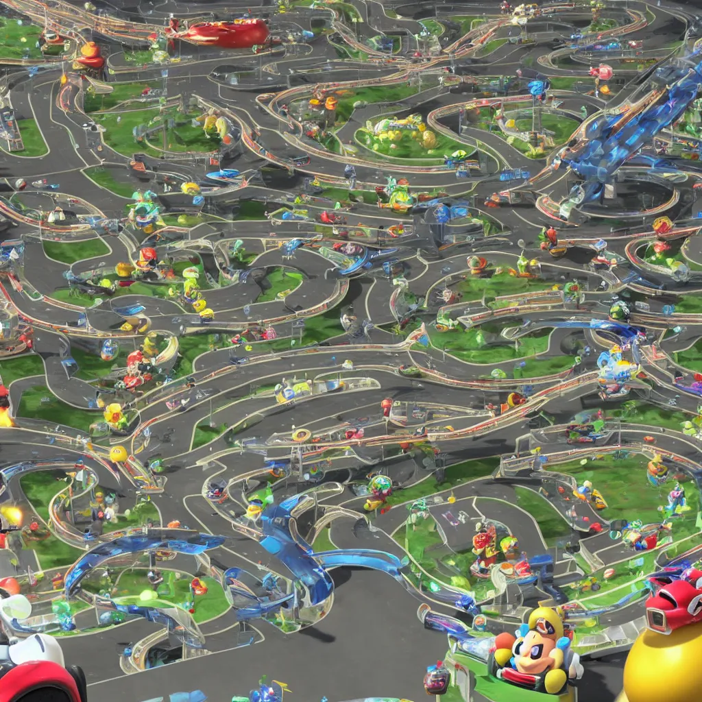 Image similar to mario kart 8 deluxe closeup racetrack