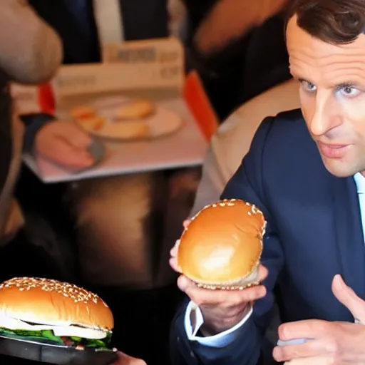 Image similar to emmanuel macron eating burger