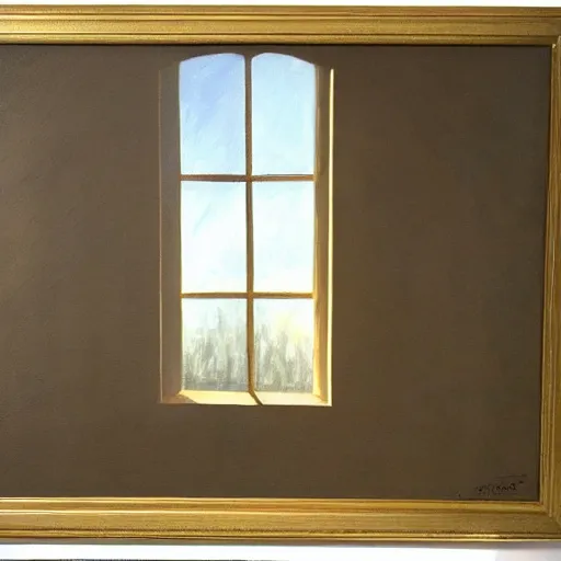 Image similar to a window into the subtle shades of consciousness as a painting of a realistic scene, strong shadows, elegant, perfect shading, award - winning, striking, interior scene