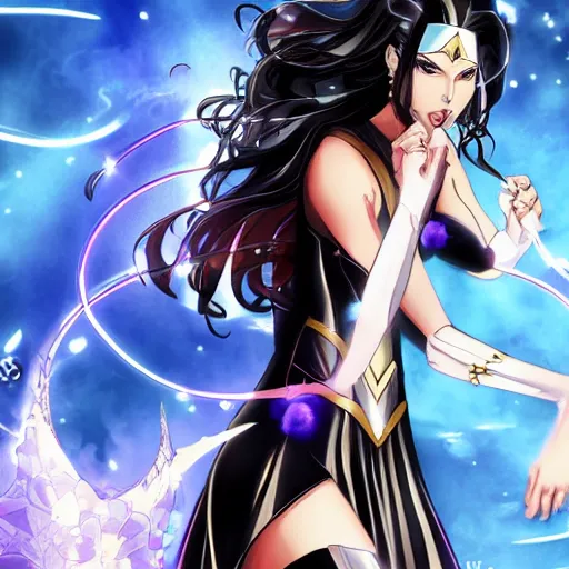 Image similar to gal gadot as an anime necromancer