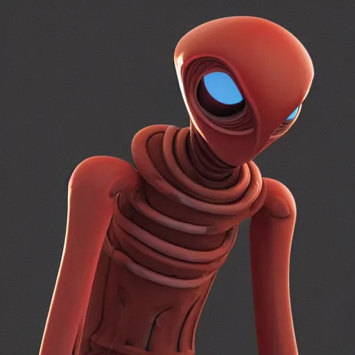 Prompt: “Red skinned squid faced humanoid alien in the style of Star wars. 3D blender render”