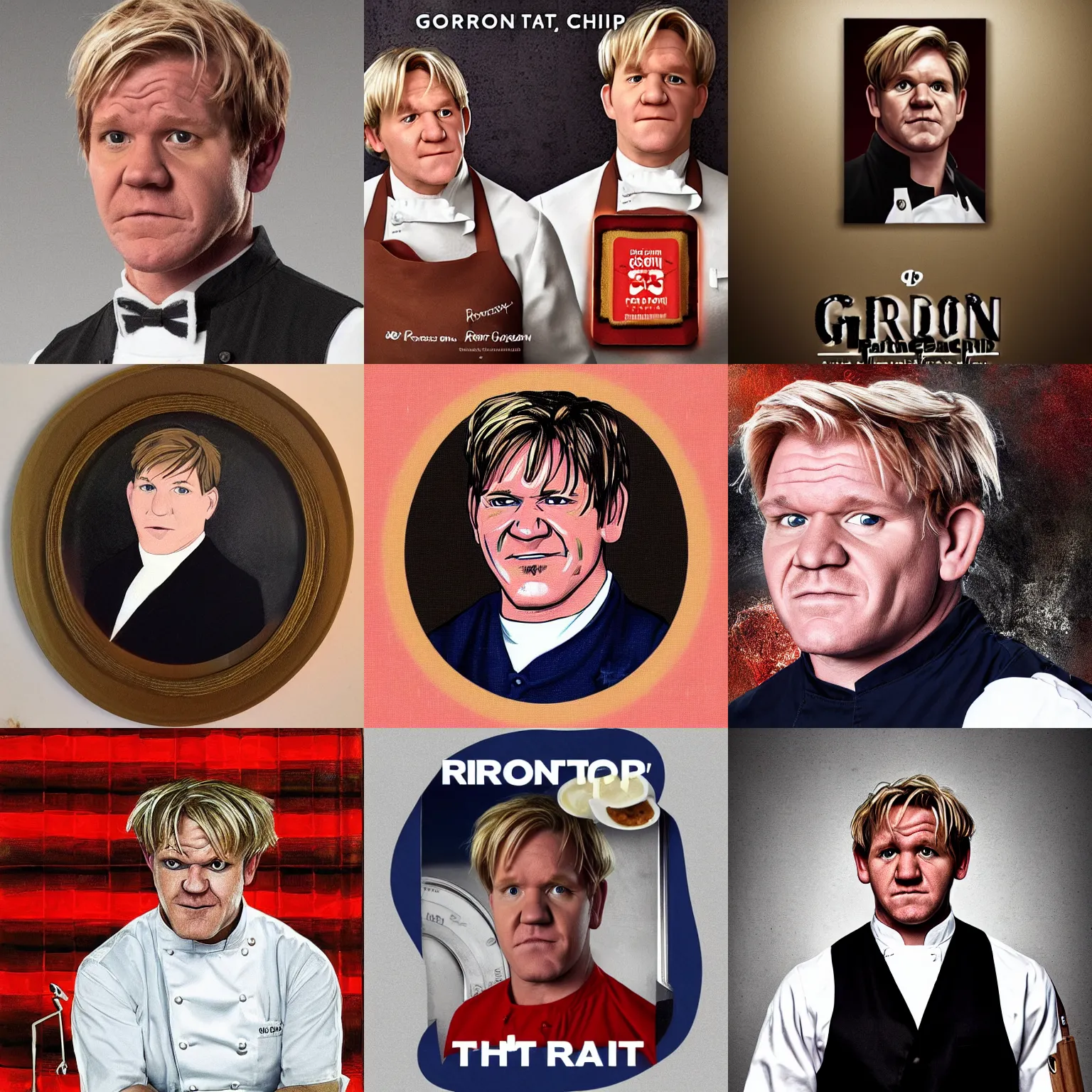 Prompt: portrait of gordon!! ramsay!! as a ram chip