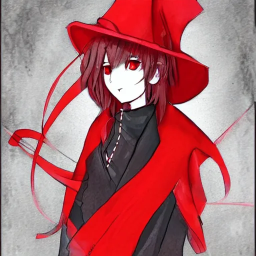 Prompt: style illustration of red !!! witch red!!!!! witch red!!!!!witch!!!! made by mocha ichimaru