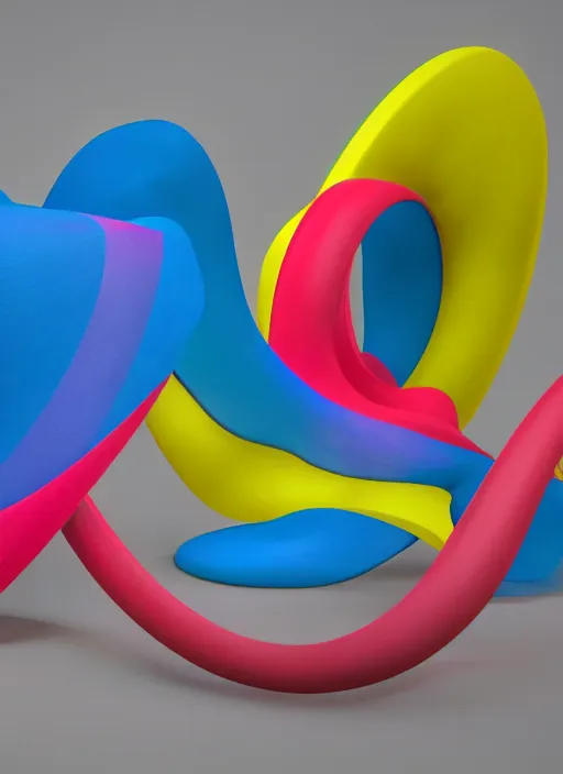 Prompt: : hyperbolic color abstract shapes art installation in museum zbrush dalle2 3d render unity unrealengine octane