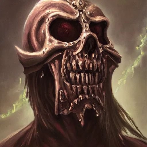 Prompt: a finely detailed oil painting of an undead fantasy art lich sorcerer,