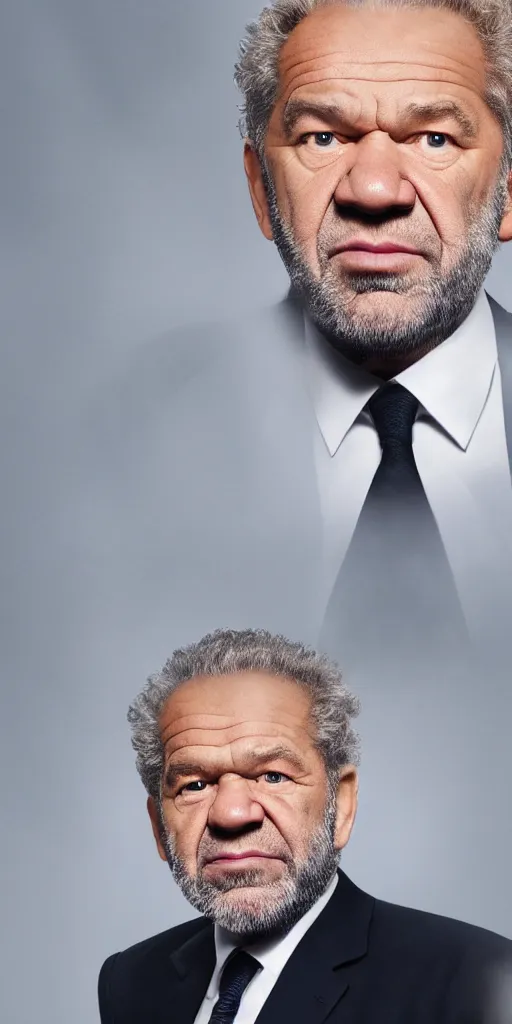 Image similar to alan sugar turning into an advert, the apprentice, hyperdetailed, 8 k