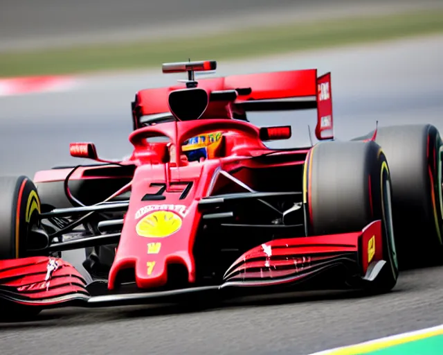 Image similar to live action photo of the 2 0 2 1 f 1 scuderia ferrari, 8 k, sports photography