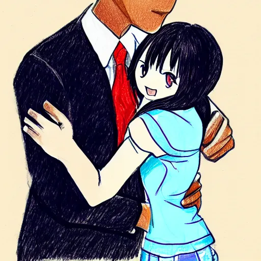 Prompt: A traditional drawing of Barack Obama hugging his anime waifu, detailed, semi chibi style, trending on Pixiv