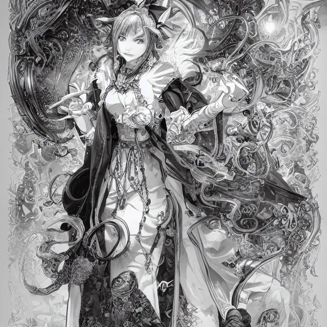 Image similar to the portrait of chaotic good female druid alchemist as absurdly beautiful, gorgeous, elegant, young anime girl, an ultrafine hyperdetailed illustration by kim jung gi, irakli nadar, intricate linework, sharp focus, bright colors, octopath traveler, final fantasy, unreal engine 5 highly rendered, global illumination, radiant light, detailed and intricate environment