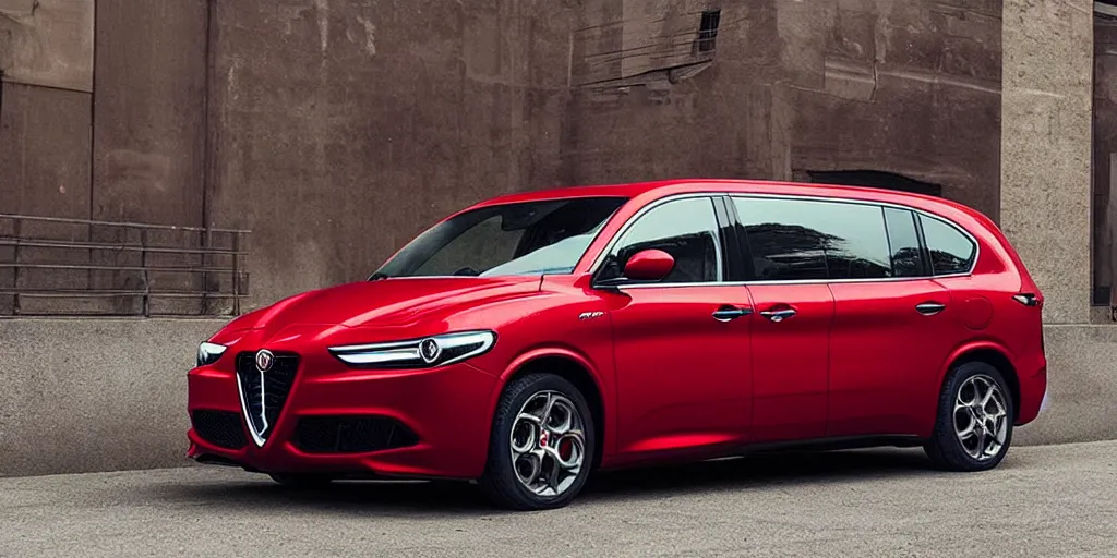 Image similar to “2022 Alfa Romeo Minivan, red”