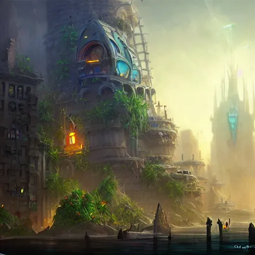 Image similar to a giant fish tank shaped like a tower in the middle of a city, godray on plants, fantasy digital art, fantasy style art, fantasy hearthstone art style, fantasy game art by greg rutkowski, darksouls concept art