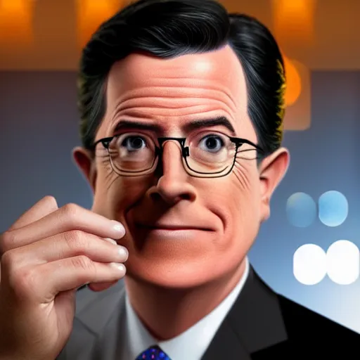 Image similar to stephen colbert face in a clear beer stein, 8 k, ultra realistic details