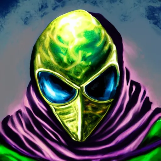 Image similar to Mysterio, artwork by Bob Ross, deviantart contest winner, award-winning,