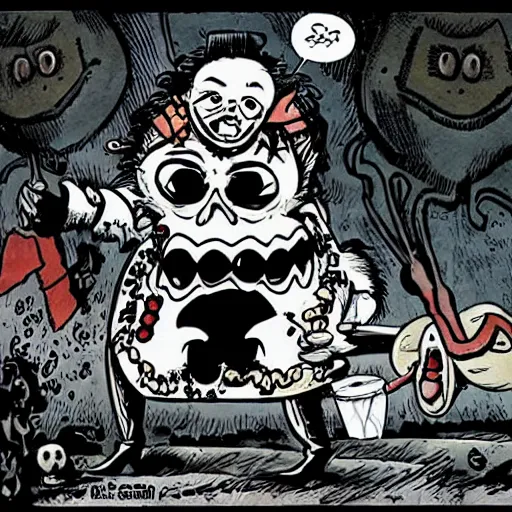 Image similar to a cartoon of a disgusting drooling pirate, a comic book panel by S. Clay Wilson, tumblr, underground comix