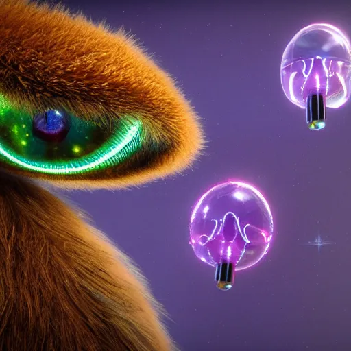 Image similar to the fourth dimension, expressive eyes, floating, rbc, radiolaria, protophyta, micro - organisms, center frame, symmetric, rim light, marine microbiology, bioluminescence, electric, fur, soft, concept art, intricate details, highly detailed, colorful, photorealistic, disney pixar, octane render, iridescent, anime, 8 k