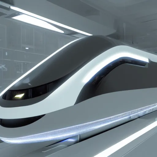 Image similar to futuristic train designed by Apple studio lighting octane render