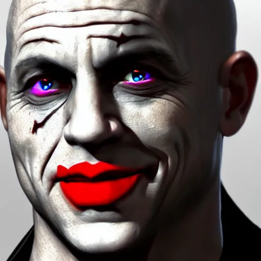 Image similar to vin diesel as the joker, rendered in unreal engine