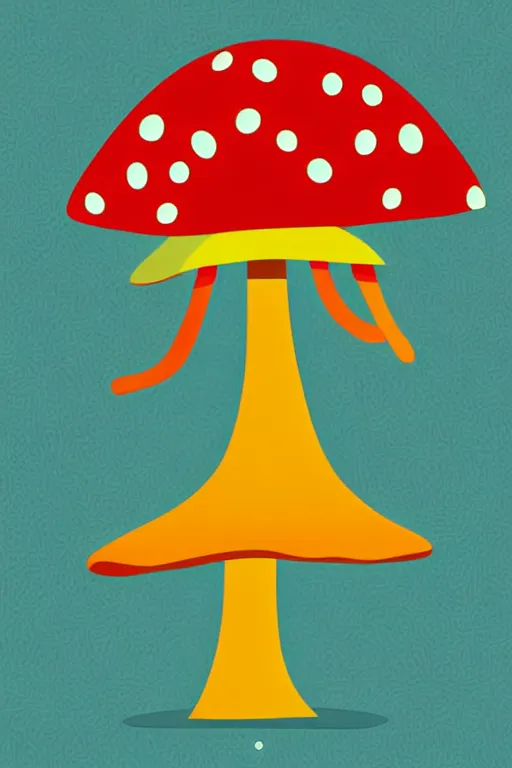 Image similar to minimalist boho style art of a colorful mushroom, illustration, vector art