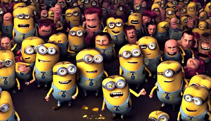 Image similar to fight club!!!!!, fight club!!!!!((the minions)), movie still