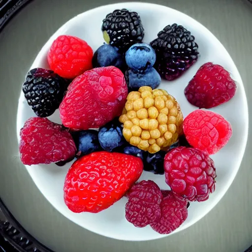 Prompt: mixed berries shaped like matt berry