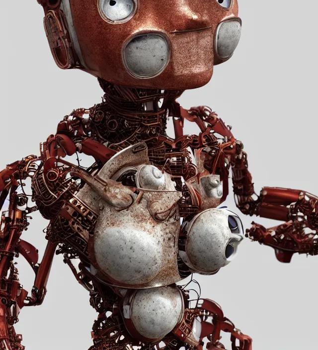 Prompt: portrait of a slightly rusty japanese robotic geisha with wires and actuators, porcelain white face, dramatic lighting, hyper - realistic, ultra - realistic, intricate details, 8 k ultra high definition, octane render