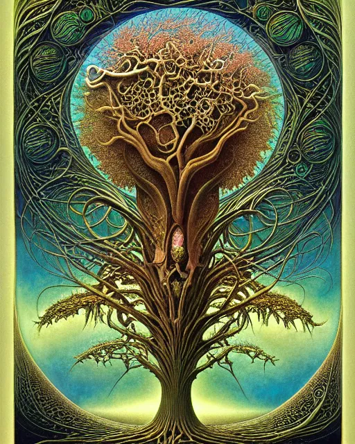 Image similar to tree of life by roger dean and andrew ferez, art forms of nature by ernst haeckel, divine chaos engine, symbolist, visionary, art nouveau, botanical fractal structures, organic, detailed, realistic, surreality